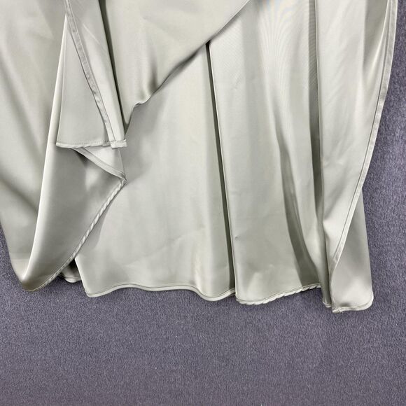 Zara Dress Womens Large Green Satin Ruched Midi Sleeveless Slit Elegant NWT L30 - Picture 6 of 16